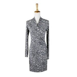 Norma Kamali Animal Print Neutral Faux Wrap Dress In Gray Size Small